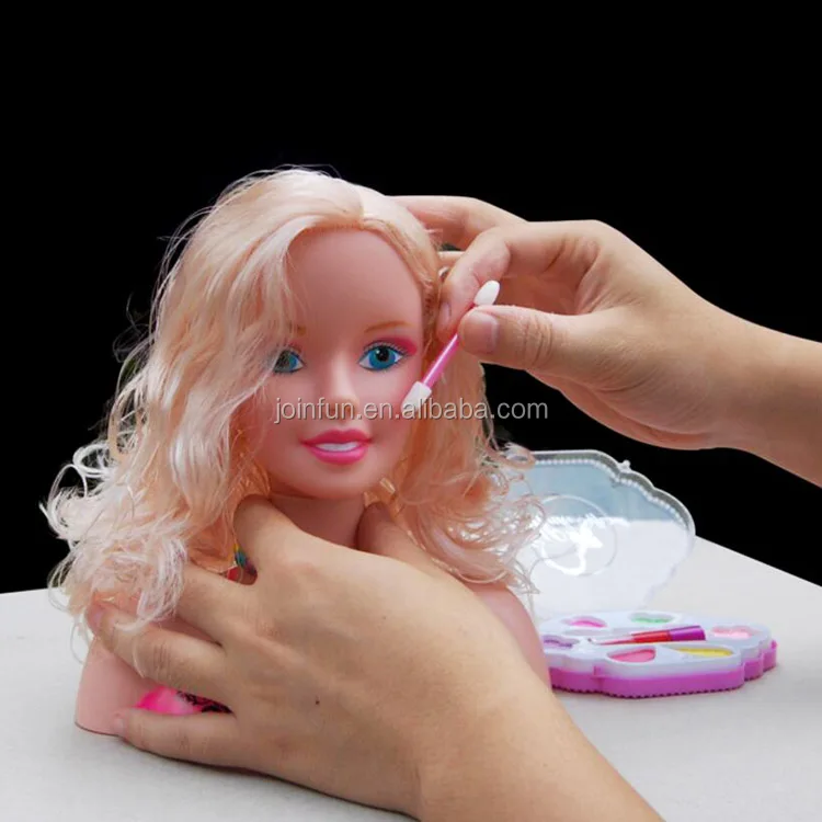 Custom plastic fashion big head doll ,Custom made plastic doll bust with real hair, 3D plastic training doll head for girl