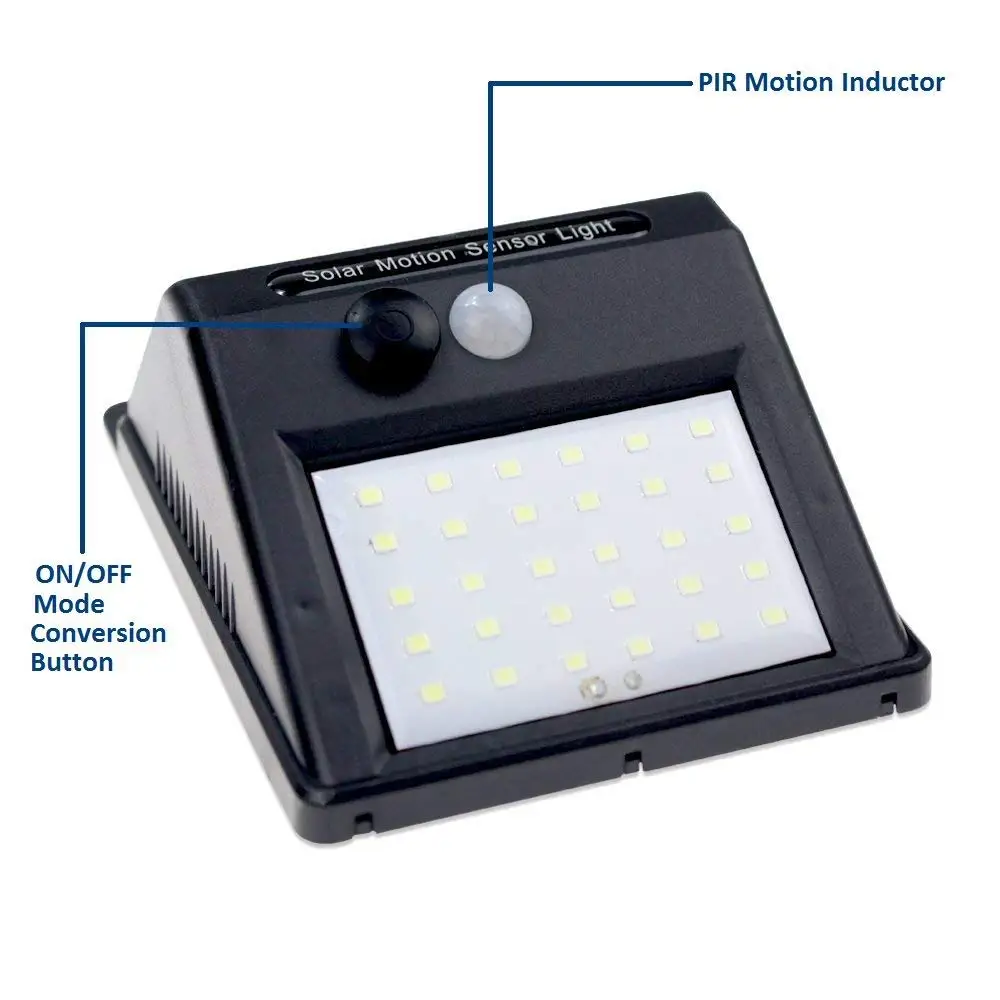 Security Outdoor PIR Motion Sensor 30 LED Solar Panel Wall Light for Garden