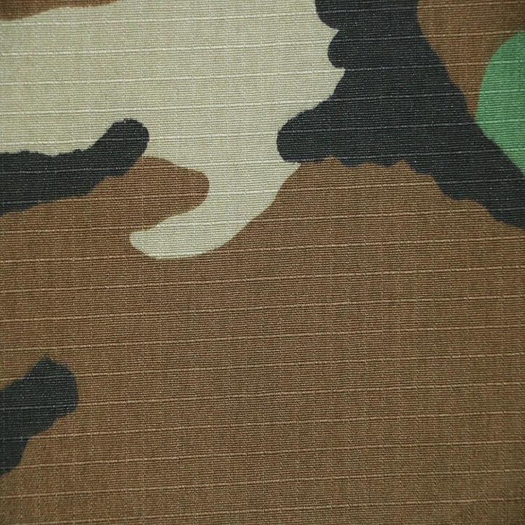 T/C 65/35 Ripstop Uniform used Woodland camouflage fabric
