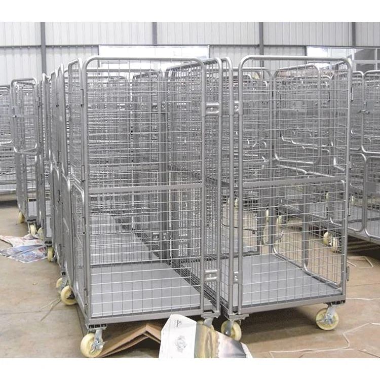 GTY  industrial wheel heavy adjustable floding steel picking logistic storage wire mesh trolley