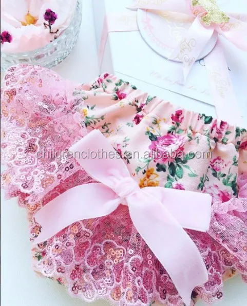 Оптовая продажа, Детские Короткие шаровары с винтажным принтом и оборками, нижнее белье для маленьких девочек