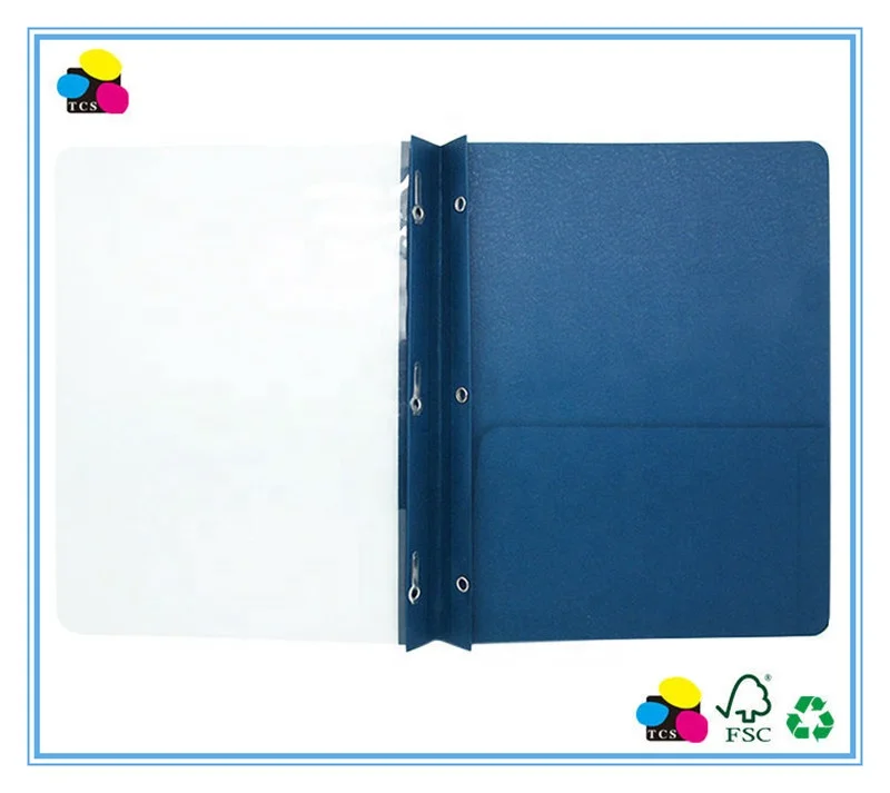 
Cheaper Clear-front Report Cover, Leather-grain Pocket Portfolios with 3 Prongs, Assorted color 