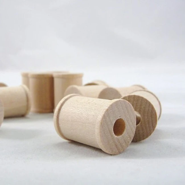 Factory Customized unfinished small mini wooden spool beads