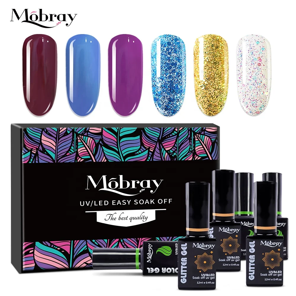 Mobray Soak Off gel nail Polish set Nail Art Gift Box UV LED Nail Varnish Set