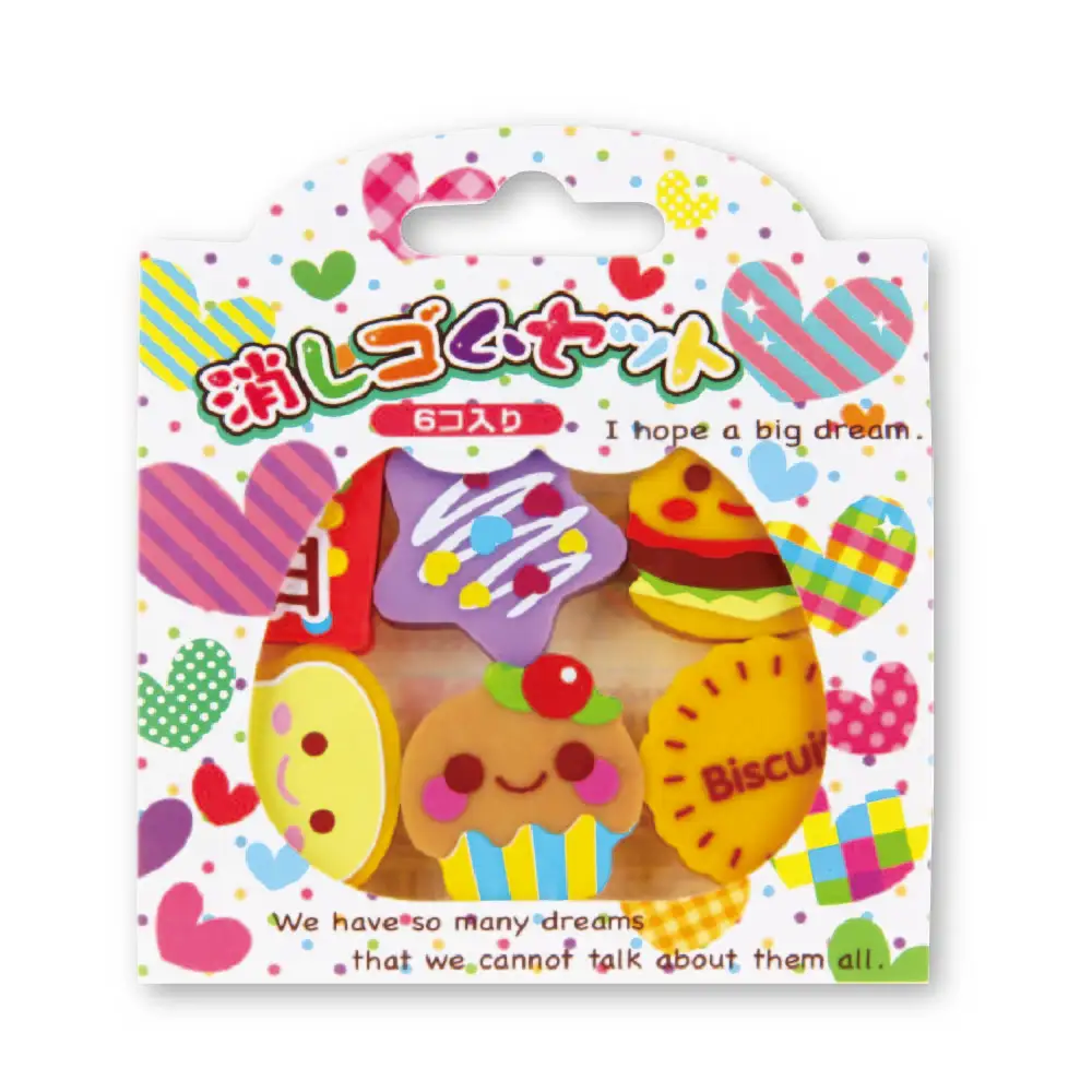 Direct selling promotionaal school 3d rubber custom food animal shape kids eraser