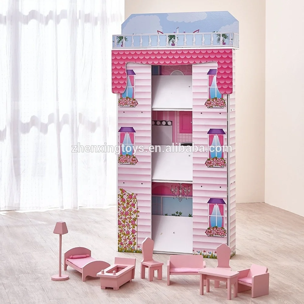 Foldable Wooden Kit Doll House Toy