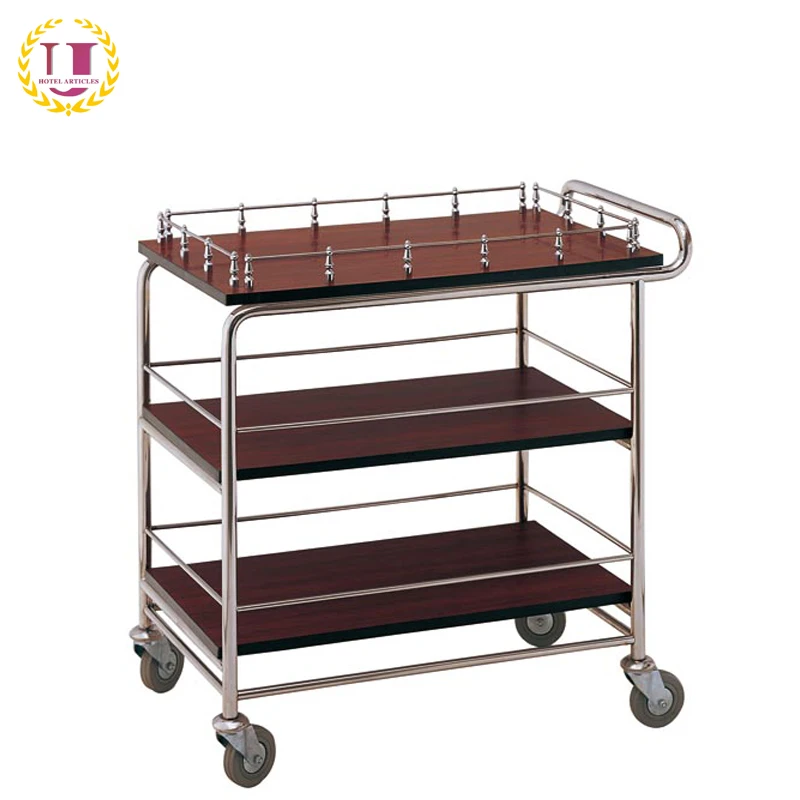 3-х уровневый древесины ликера Сервировочная Тележка