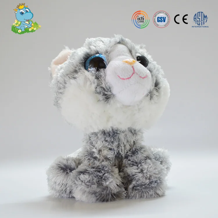 ICTI New Design big eyes cat soft plush toy manufacturer