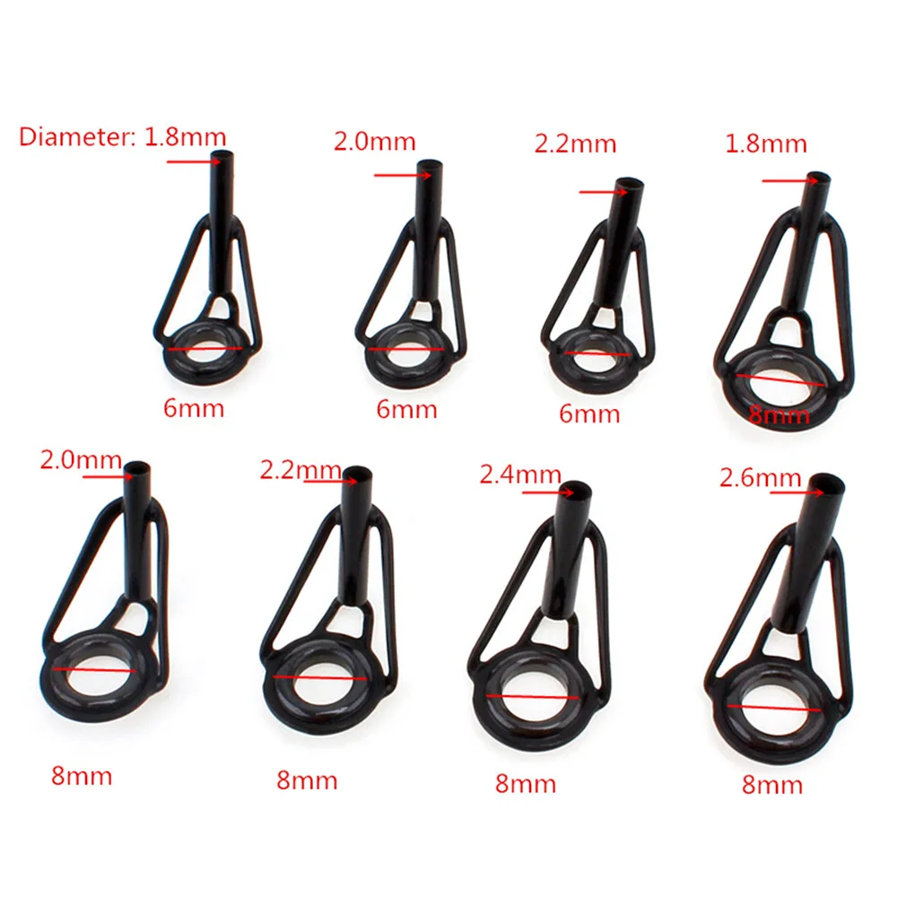 FISHING 80Pcs/Lot 8 Sizes Fishing Rod Guides Circle Ceramics & Stainless Steel Fishing Rod with box