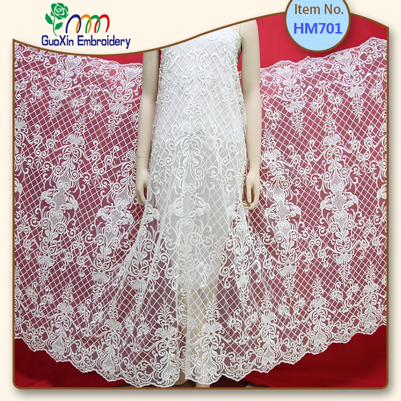2019 New Style  Floral Embroidery Lace Fabric/Lace Wedding Dress with Embroidery