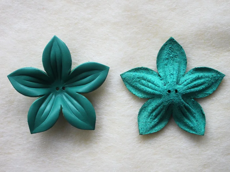 Good Quality Solid Color Genuine Leather Petal With 5 leaves For Making DIY Flowers Accessories Decoration 8*8cm