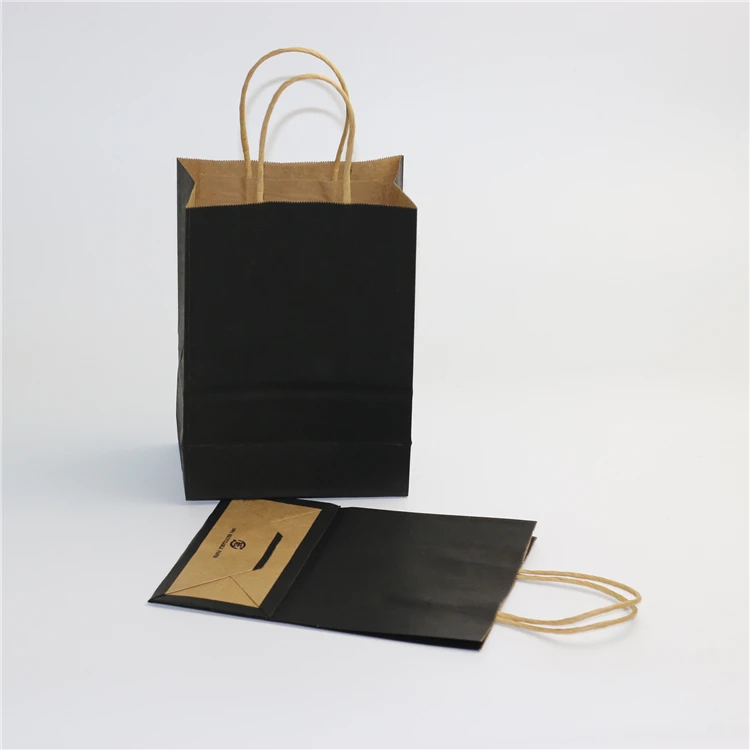 Пользовательские Дизайн Дешевые черный мешок крафт-бумаги для покупок