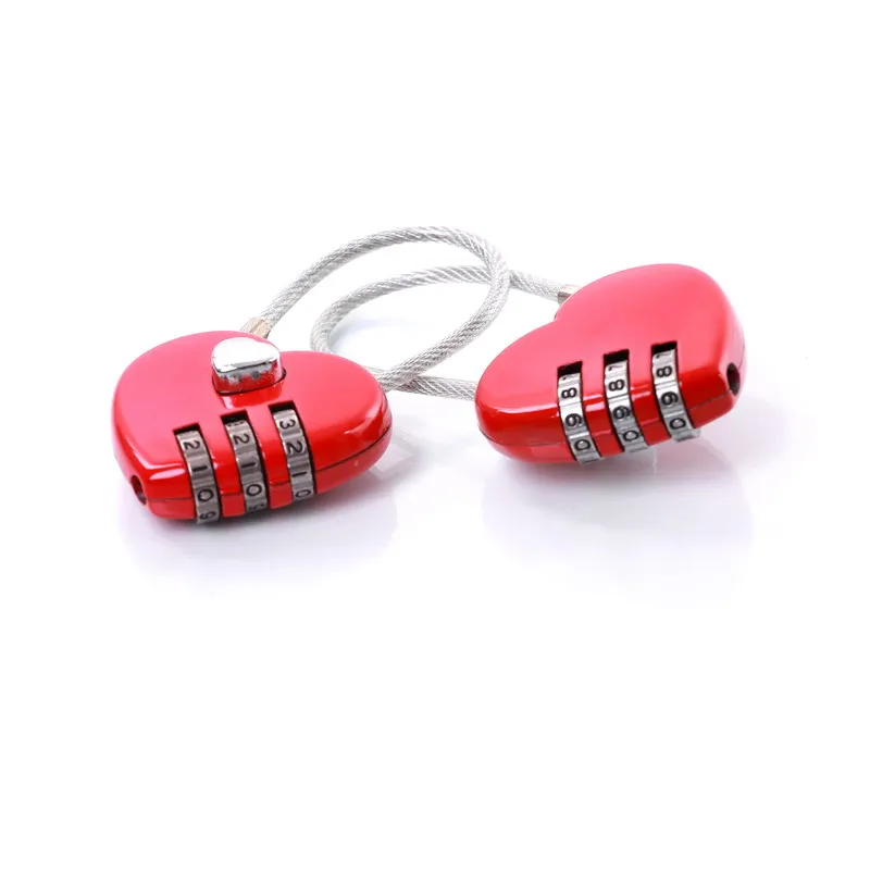 Hot Selling High Quality AJF 3 Numbers Metal Cable Love Heart Shaped Luggage Lock