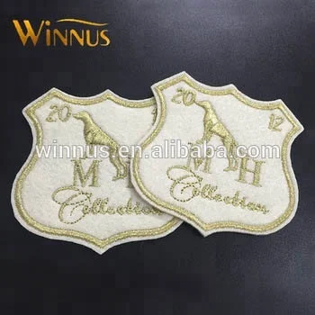 OEM manufacturer custom own logo number letters iron on embroidery felt patch