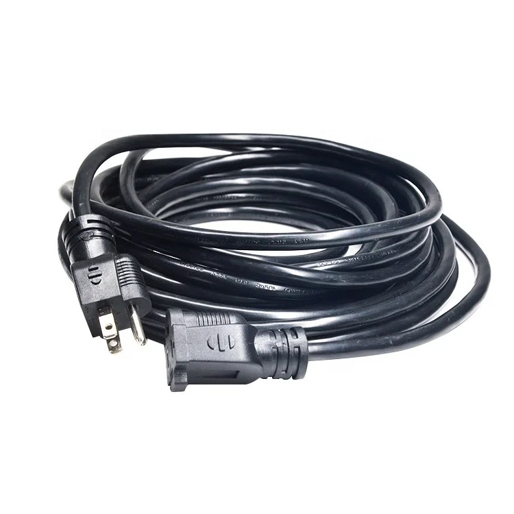 50 feet 16 AWG 13A SJTW 3 Prong AC Power Extension Cord NEMA 5-15P to NEMA 5-15R Power Extension Cable