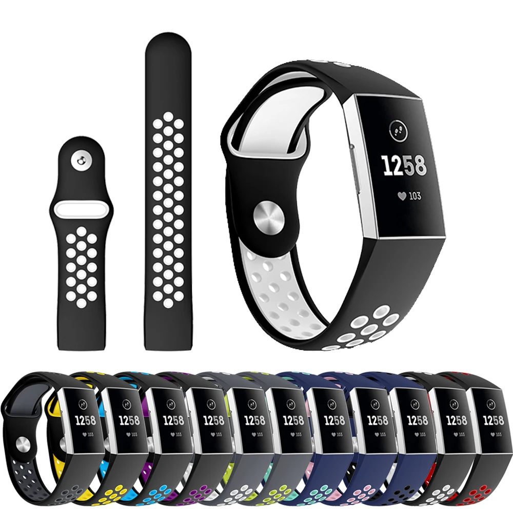Tschick Two-Tone Bands for Fitbit Charge 3 / Charge 3 SE, Replacement Accessory Sport Band Compatible for Fitbit Charge 3