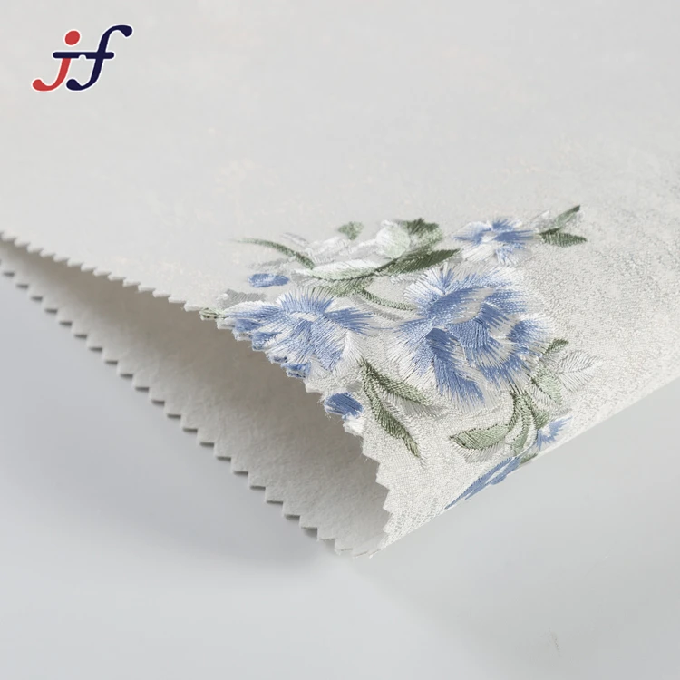 Modern Minimalism Style Embroidered Coated Environmental Decoration Cloth Wallpaper For Wall