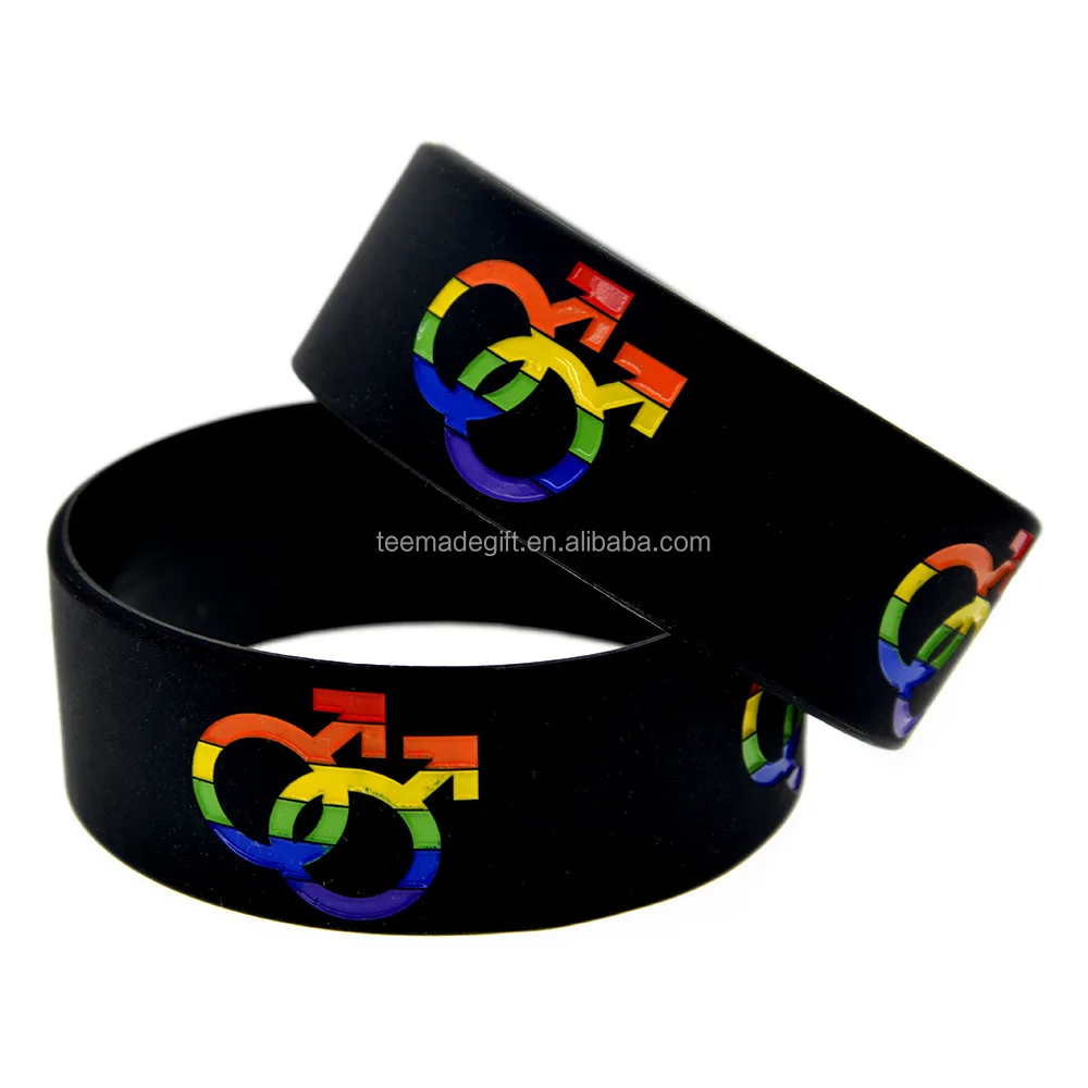 Promotion Gift Printed Gay Pride Silicone Wristband with Rainbow Color Bracelet For Gay Pride