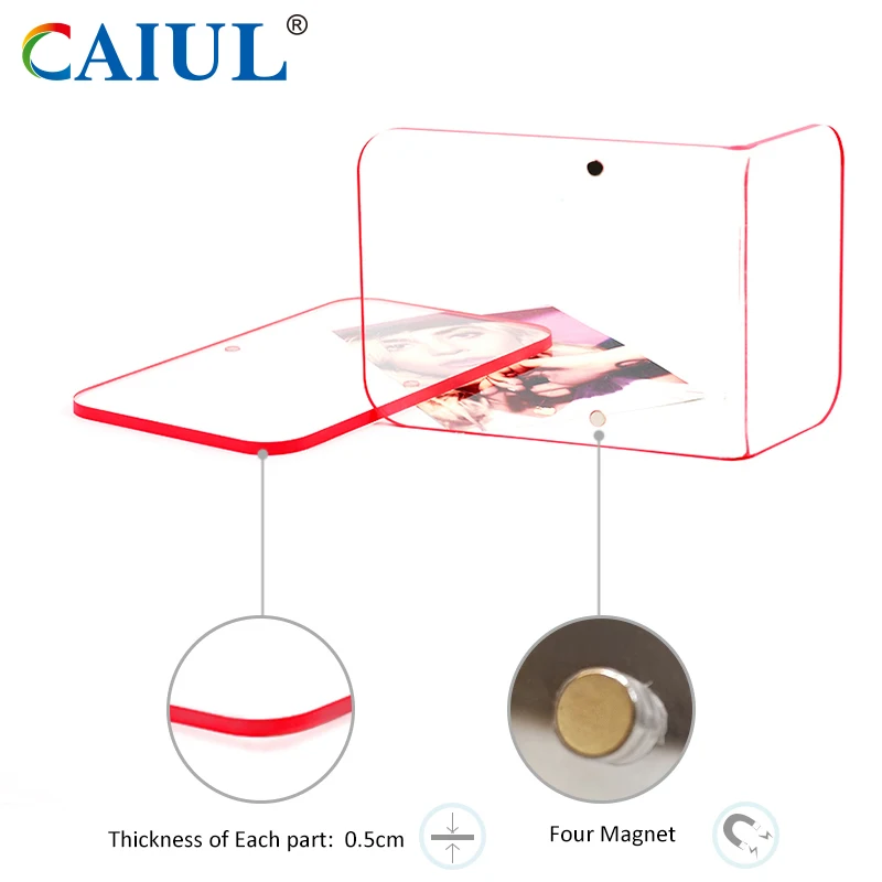 Magnetic picture frame block solid 4x6 Clear acrylic Standing Photo Frame