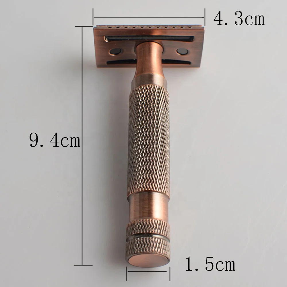 best-selling  beautiful red copper color durable  shaving metal double edge hand  resin handle shaving  safety razor