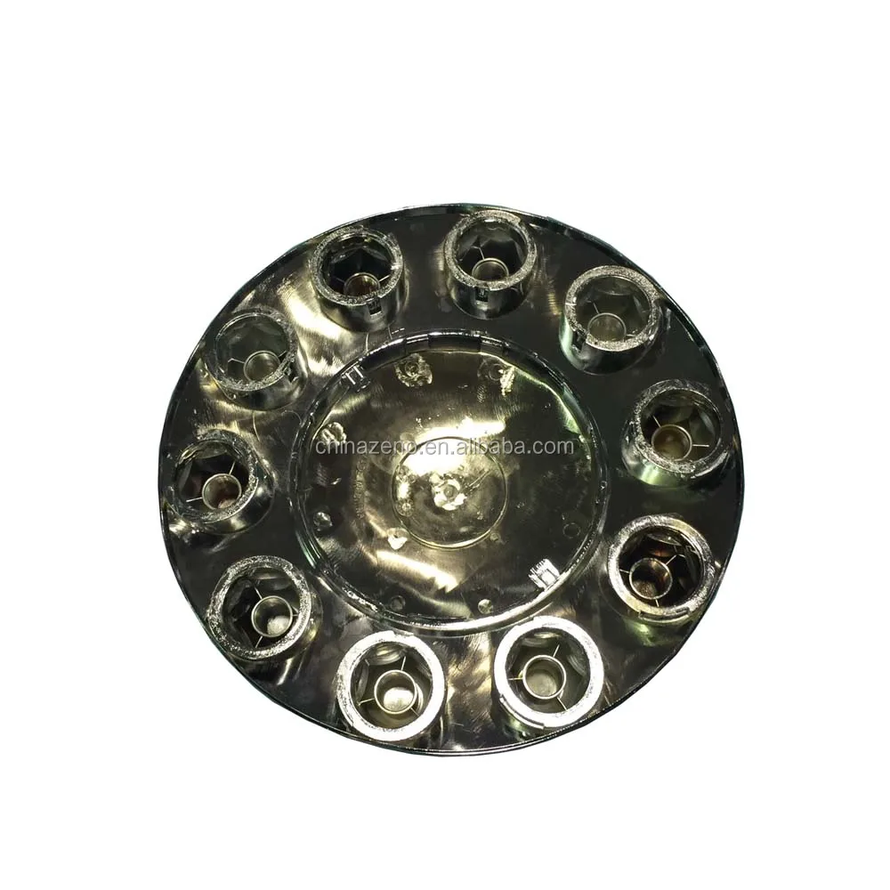 Chrome Plastic Semi Truck Front Wheel Axle Hub Covers / 33mm / Removable Caps