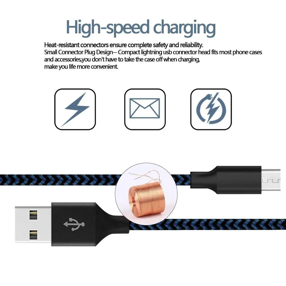 
original 2A 1m 1.5m 2m 3m android micro usb cable charger for samsung v8 s4 s6 s7 s8 cable fast charging 