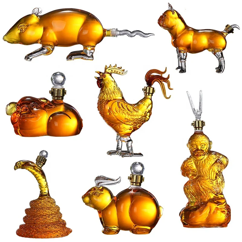 animal rooster shaped glass wine bottle vodka liquor bottle decanter