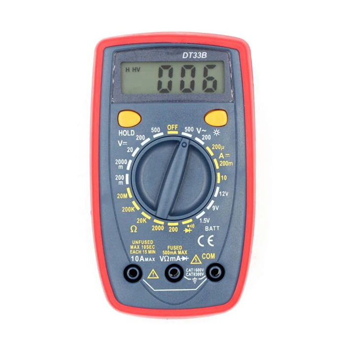 Digital Multimeter Backlight Buzzer Protection AC DC Ammeter Voltmeter Ohm DT33B