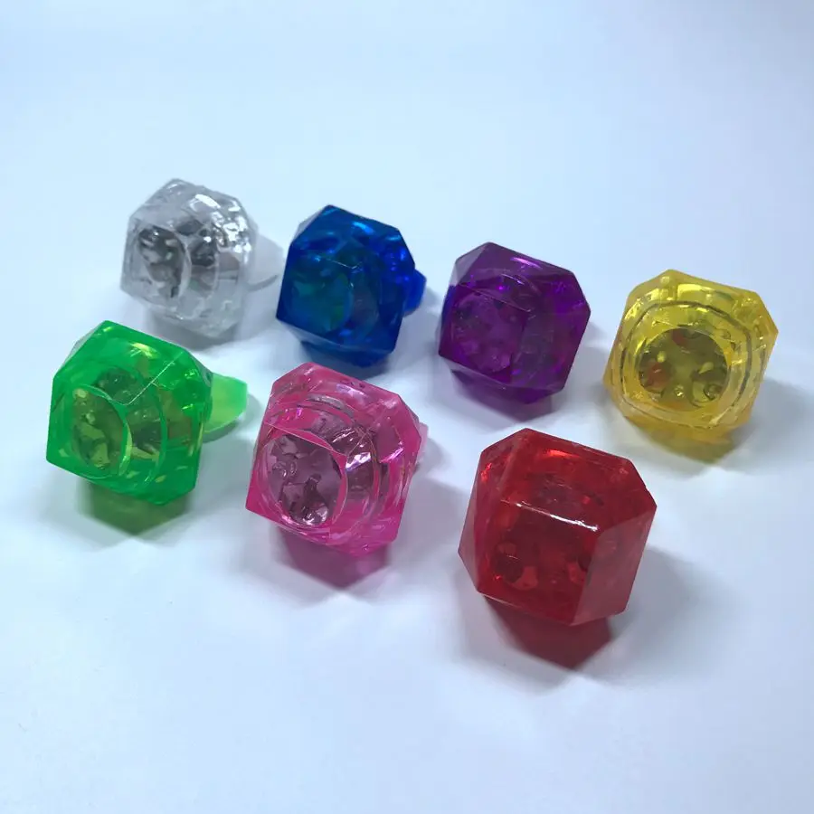 Factory OEM price high quality colorful diamond shape customized logo PS PP flashing LED finger ring