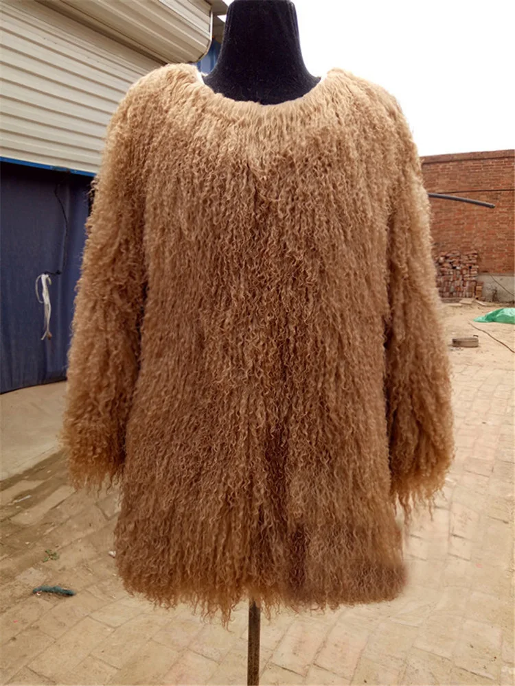2018 New Design Black Fur Jacket Women Long Modern Coat Real Long Hair Goat Fur Coats
