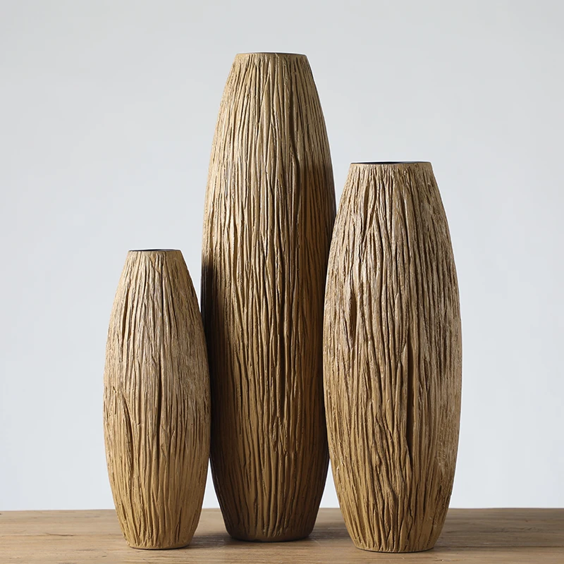 Wholesale Home Decor Innovative Corner Carved Resin Dried Flower Vase