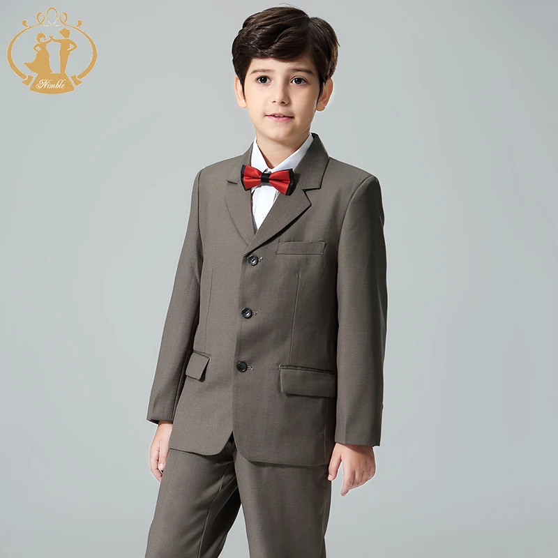 
Nimble Elegant Children Clothes Set 100% Polyester Kid Suit Costumes Brown Color Kids Boy Clothes Set 