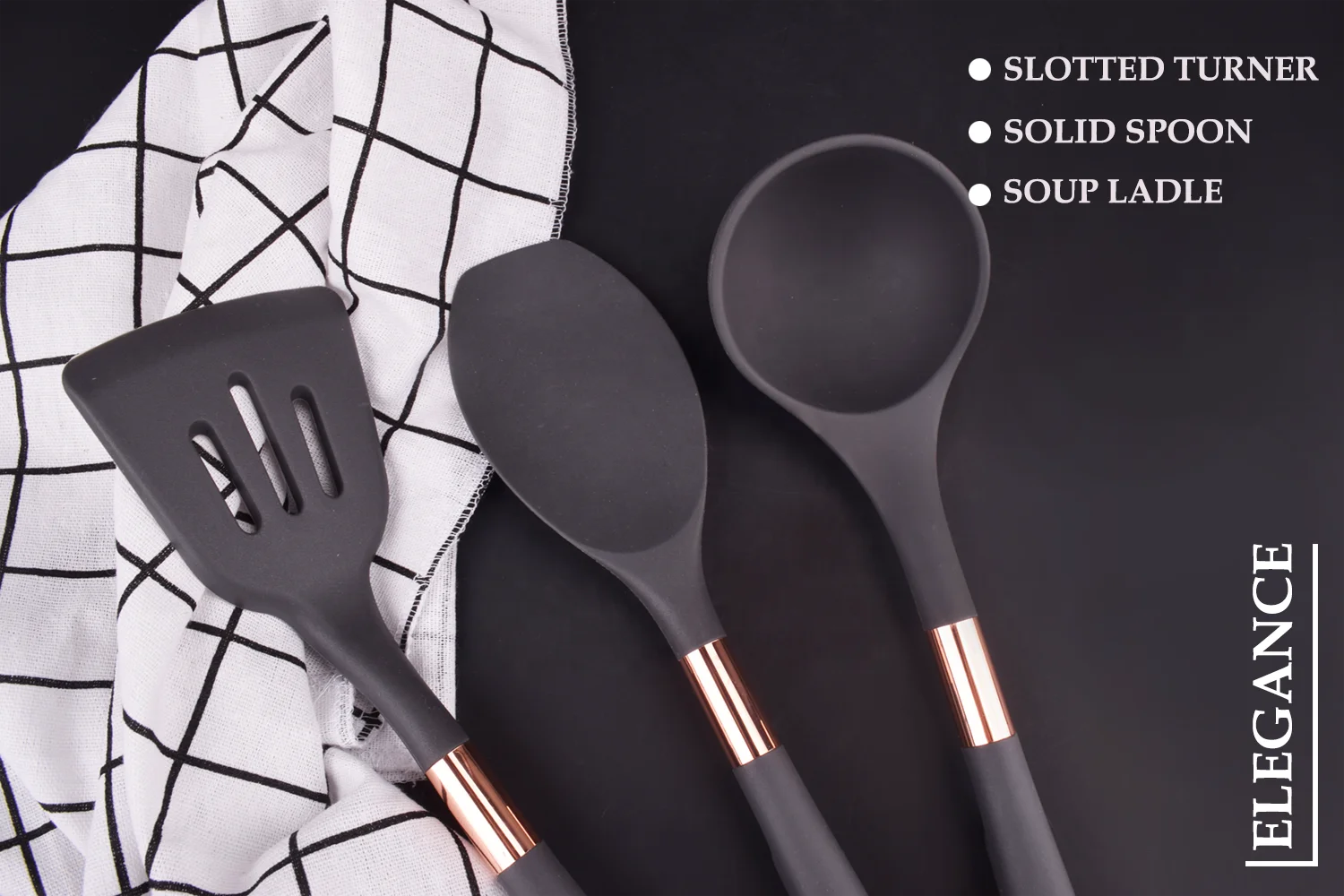 
10 Pieces Premium Silicone Kitchen Utensil Elegant Stainless Steel Cookware Sets 