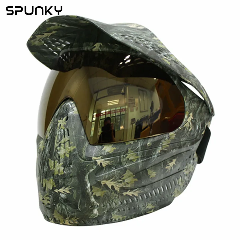 Colorful Full Face Coverage Paintball Mask with Double Lens Goggle Watercolor Series