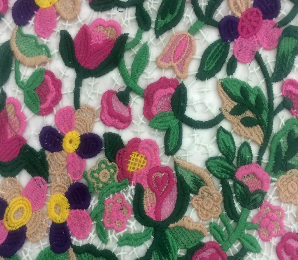 3d Embroidered Gold Flower Bridal Lace With Trimming Lace Fabric Embroidery Designs for Dress Accessories