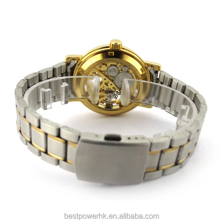 Newest Luxury Stainless Steel Golden Case Mechanical automatic Skeleton Men Watch 2019