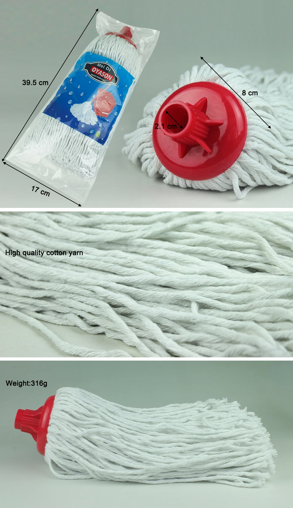 Kitchen easy cleaning tool wet cotton yarn absorbent strip water squeeze mop