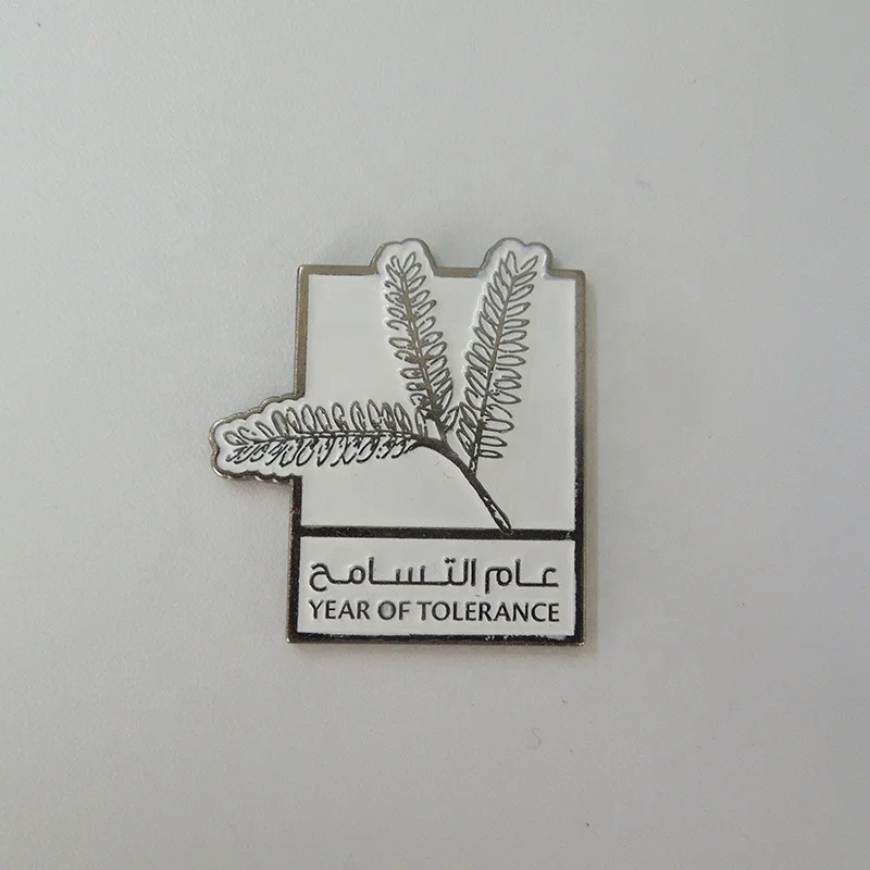 New Three Leaves Logo for Year of Tolerance size 30mm x 27.5 mm Black White pins