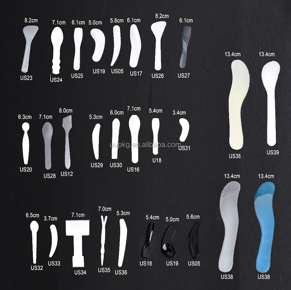 UU package UV Craft Black Face Cream Plastic Spoon cosmetic spatula