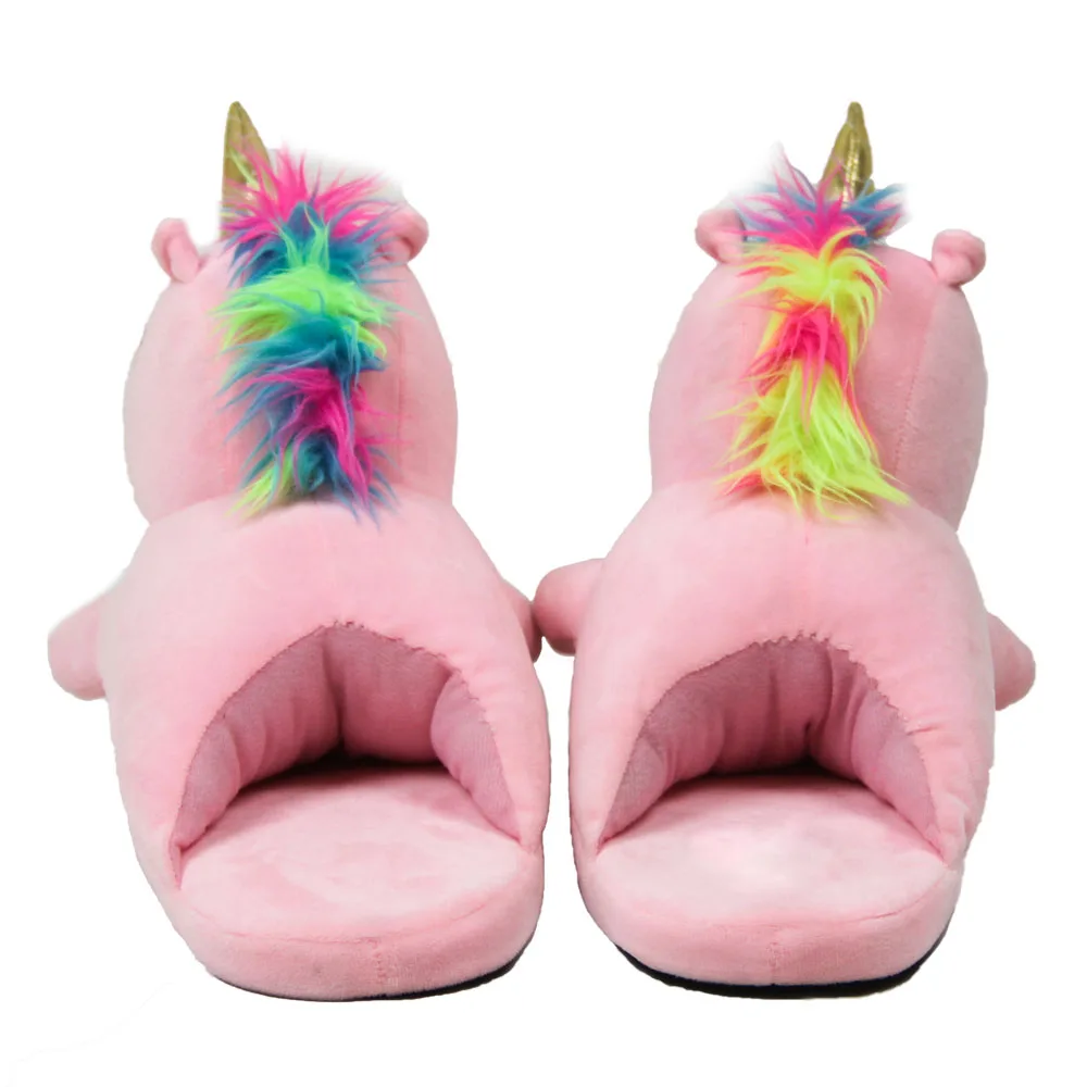 White Plush Unicorn Slippers Custom Kids Plush Slippers Children Home Plush Slippers For Bedroom