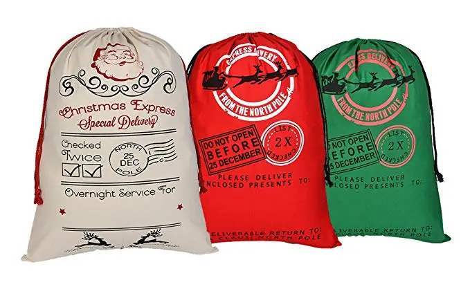 Санта-мешок для рождественские детские пижамы с рождественским сумка мешок Санта в декорированном мешковиной горшке рождественские подарочные пакеты