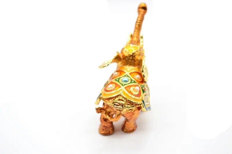 Indian decorative wholesale gift items metal jewelry box brass elephant(QF3644)