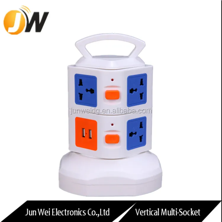 
2 Layer Multi Vertical Extension Sockets with UK/Euro Plug 