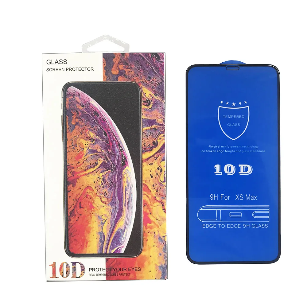 10D полное покрытие с клеем от края до защита экрана телефона стекло для iPhone XS