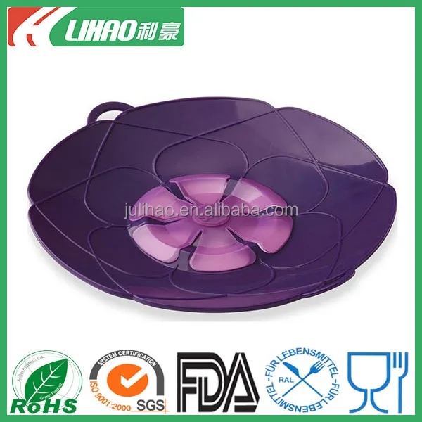 Reusable non-stick Silicone spill stopper lid with Food Grade standard