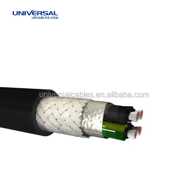 Medium voltage motor power supply cables 3 , 6 / 6 kV and 6 / 10 kV Flat VFD tinned copper wire braided cable