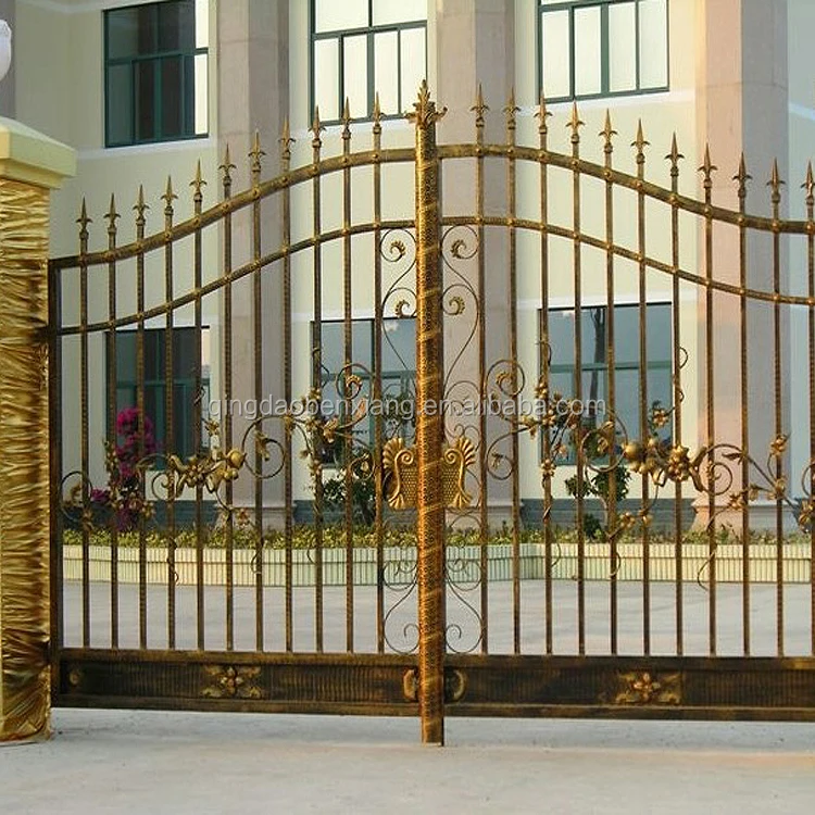 Forged iron gate design of antique custom house.