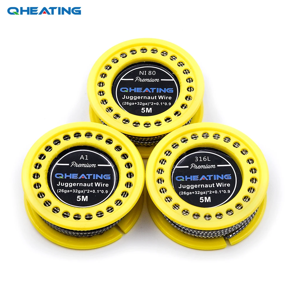 5m A1/NI80/SS 316L Juggernaut Clapton Wire for RDA RBA Rebuildable Atomizer Electronic Cigarette Heating Wires Vape DIY coils