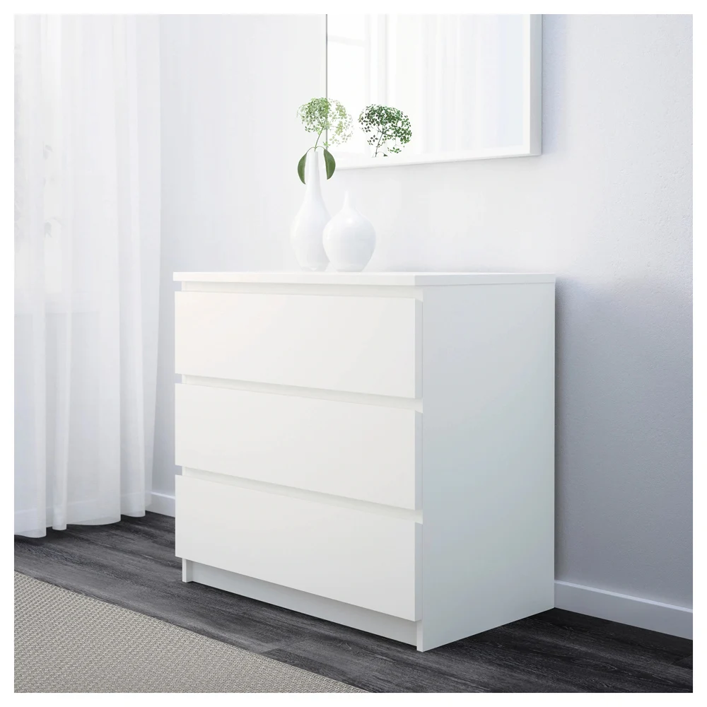 White high gloss modern design high quality 3 layers drawer bedside cabinet
