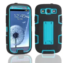 For Samsung Galaxy S3 SIII i9300 Defendered Hybrid Rubber Rugged Combo Matte Case Hard Cover w/Protect With Stand